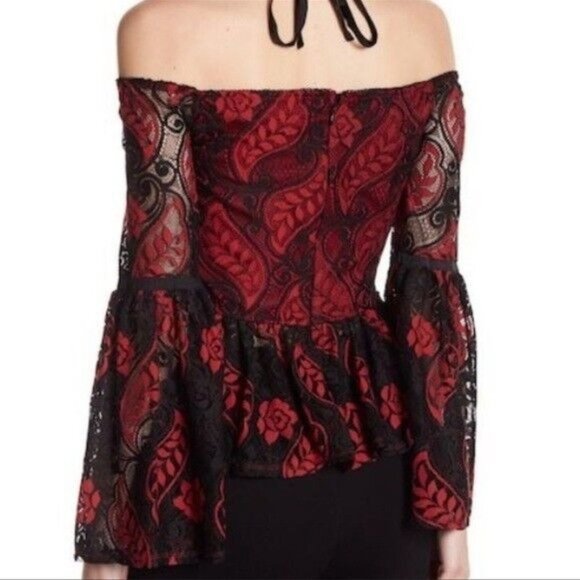 ROMEO And Juliet C Lace Red Off The Shoulder Top Gothic Women’s Size Small - Picture 15 of 15